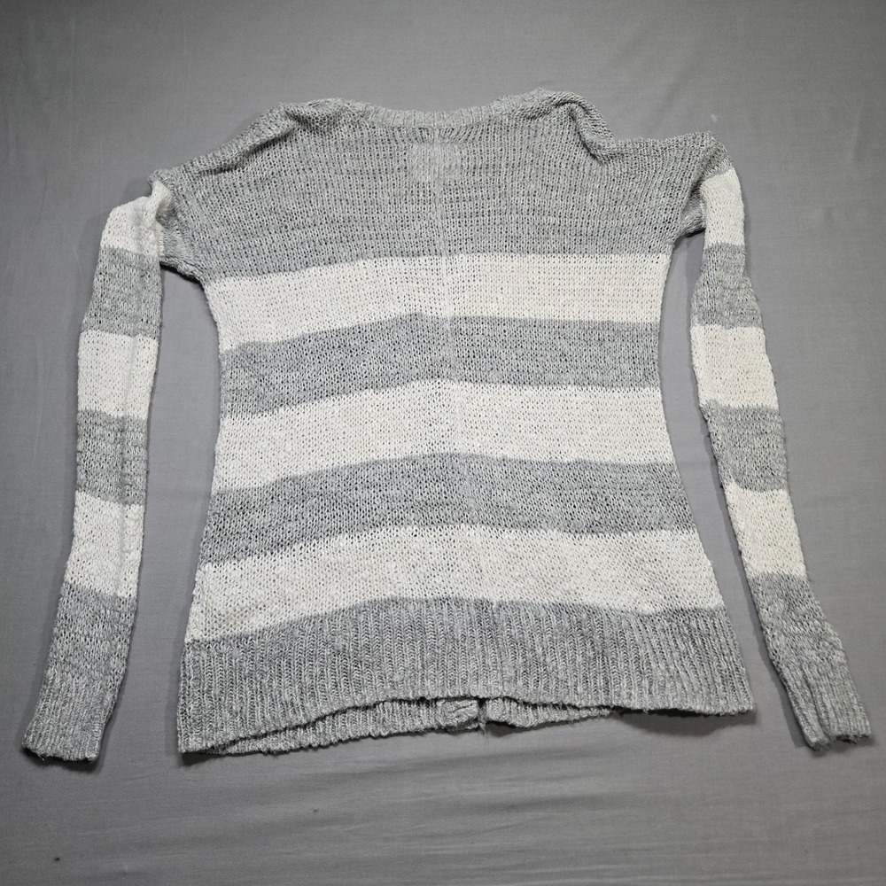Y2K Abercrombie & Fitch Cardigan Sweater XS/S Gray White Striped Knit Soft Girl - Picture 4 of 7